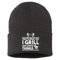 Grill Lover That's What I Do I Grill And Know Things Sustainable Knit Beanie