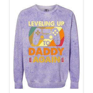 Gamer Leveling Up To Daddy Again Pregnancy Announcement Colorblast Crewneck Sweatshirt