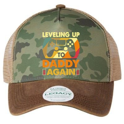 Gamer Leveling Up To Daddy Again Pregnancy Announcement Legacy Tie Dye Trucker Hat