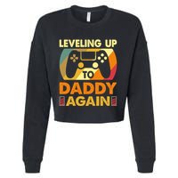 Gamer Leveling Up To Daddy Again Pregnancy Announcement Cropped Pullover Crew