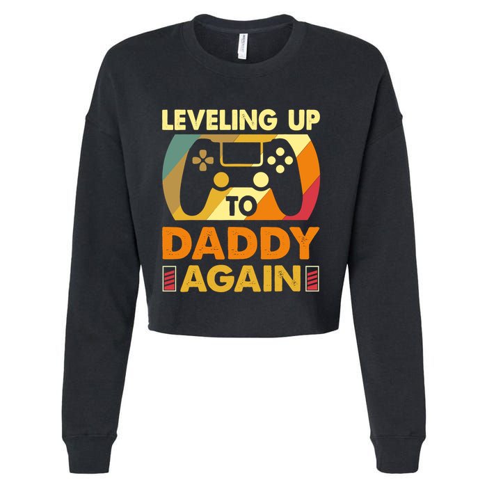 Gamer Leveling Up To Daddy Again Pregnancy Announcement Cropped Pullover Crew