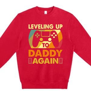 Gamer Leveling Up To Daddy Again Pregnancy Announcement Premium Crewneck Sweatshirt