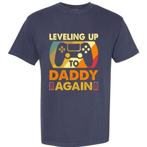 Gamer Leveling Up To Daddy Again Pregnancy Announcement Garment-Dyed Heavyweight T-Shirt