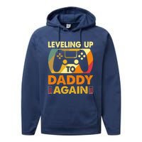 Gamer Leveling Up To Daddy Again Pregnancy Announcement Performance Fleece Hoodie