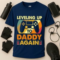 Gamer Leveling Up To Daddy Again Pregnancy Announcement Cooling Performance Crew T-Shirt