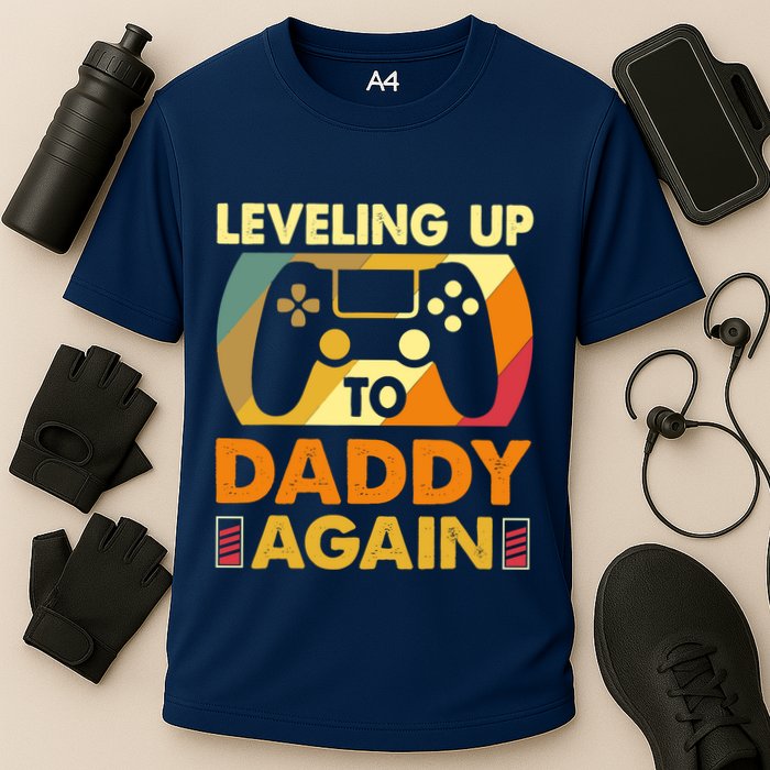 Gamer Leveling Up To Daddy Again Pregnancy Announcement Cooling Performance Crew T-Shirt