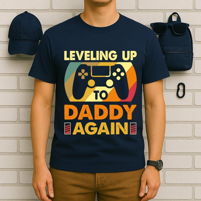 Gamer Leveling Up To Daddy Again Pregnancy Announcement T-Shirt