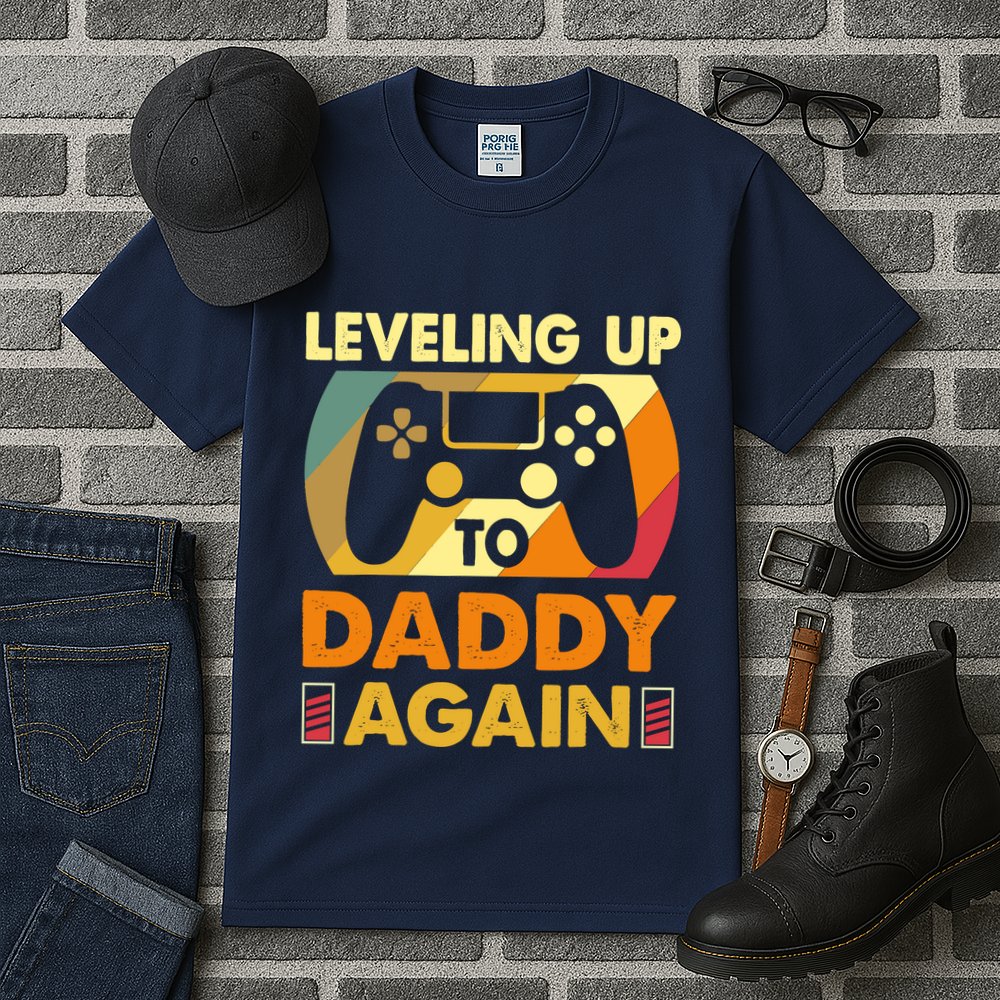 Gamer Leveling Up To Daddy Again Pregnancy Announcement Tall T-Shirt