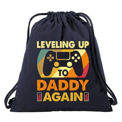 Gamer Leveling Up To Daddy Again Pregnancy Announcement Drawstring Bag