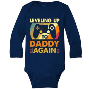 Gamer Leveling Up To Daddy Again Pregnancy Announcement Baby Long Sleeve Bodysuit