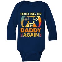 Gamer Leveling Up To Daddy Again Pregnancy Announcement Baby Long Sleeve Bodysuit