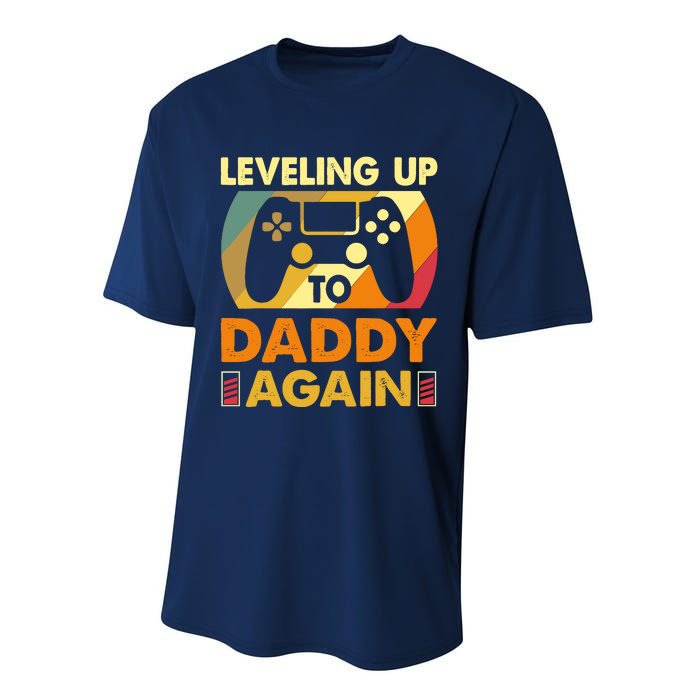 Gamer Leveling Up To Daddy Again Pregnancy Announcement Performance Sprint T-Shirt