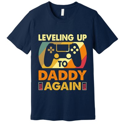 Gamer Leveling Up To Daddy Again Pregnancy Announcement Premium T-Shirt