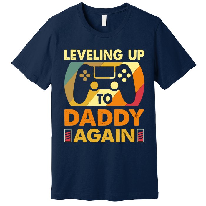 Gamer Leveling Up To Daddy Again Pregnancy Announcement Premium T-Shirt