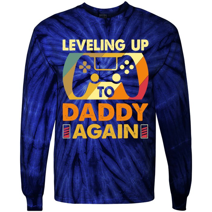 Gamer Leveling Up To Daddy Again Pregnancy Announcement Tie-Dye Long Sleeve Shirt