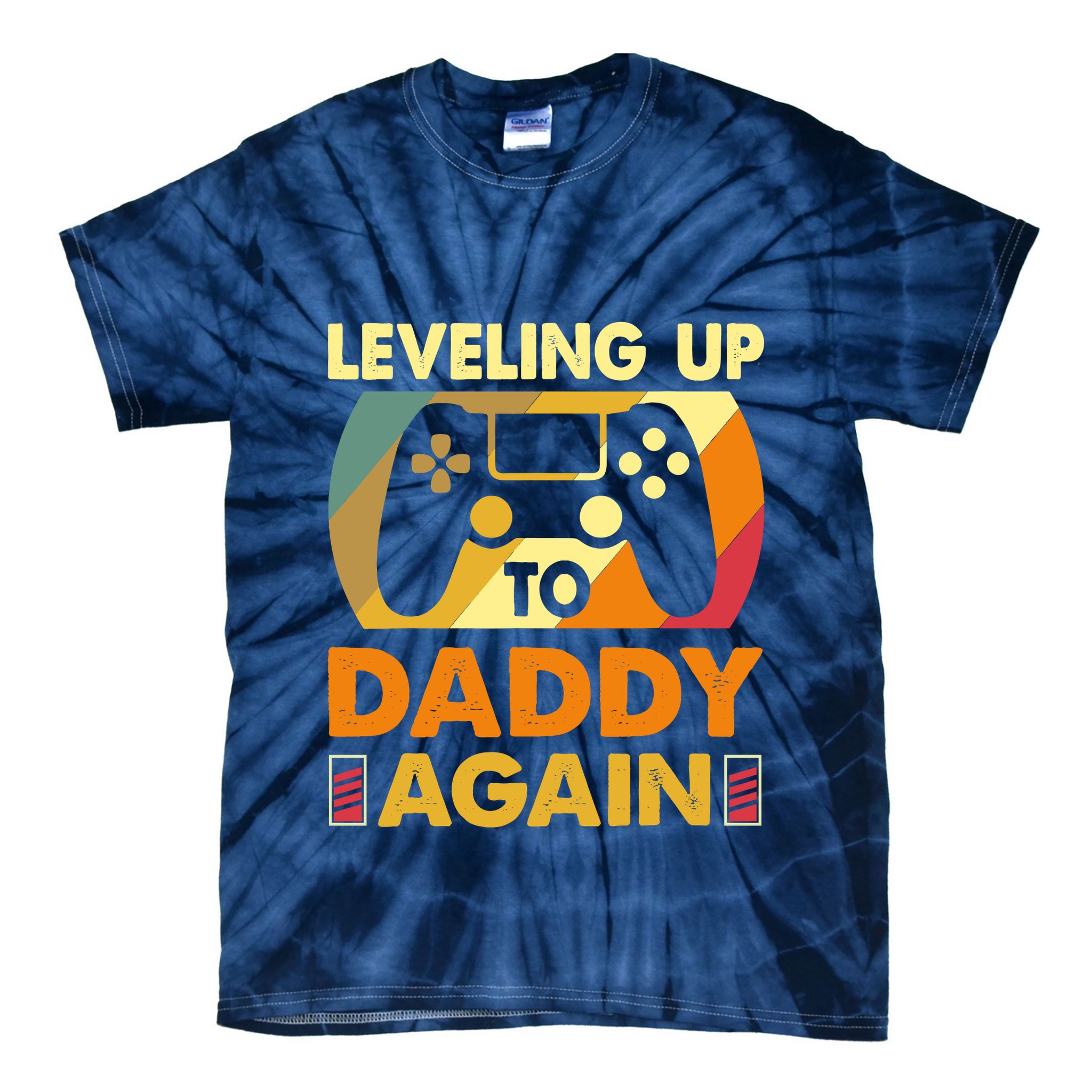 Gamer Leveling Up To Daddy Again Pregnancy Announcement Tie-Dye T-Shirt
