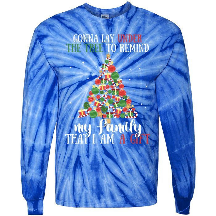 Gonna Lay Under The Tree To Remind My Family Funny Christmas Gift Tie-Dye Long Sleeve Shirt