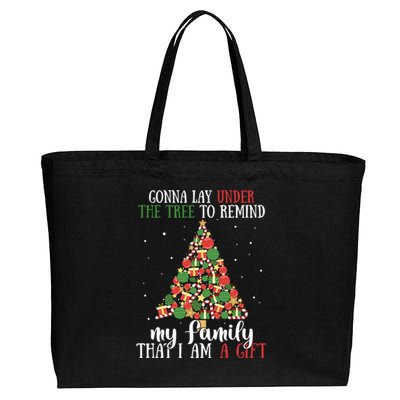 Gonna Lay Under The Tree To Remind My Family Funny Christmas Gift Cotton Canvas Jumbo Tote