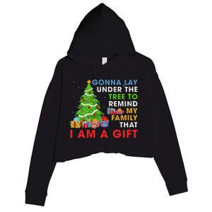 Gonna Lay Under The Tree To Remind My Family Funny Christmas Crop Fleece Hoodie