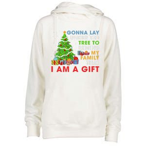 Gonna Lay Under The Tree To Remind My Family Funny Christmas Womens Funnel Neck Pullover Hood