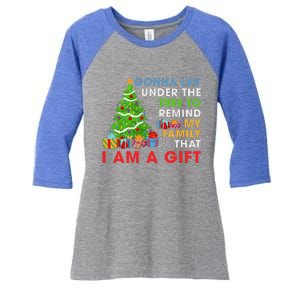 Gonna Lay Under The Tree To Remind My Family Funny Christmas Women's Tri-Blend 3/4-Sleeve Raglan Shirt