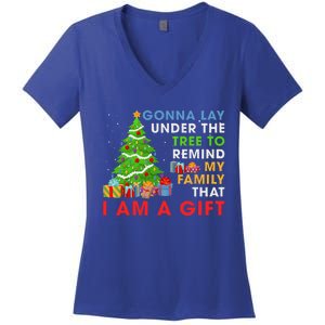 Gonna Lay Under The Tree To Remind My Family Funny Christmas Women's V-Neck T-Shirt