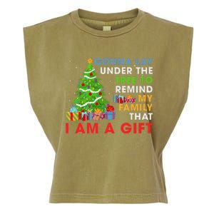 Gonna Lay Under The Tree To Remind My Family Funny Christmas Garment-Dyed Women's Muscle Tee