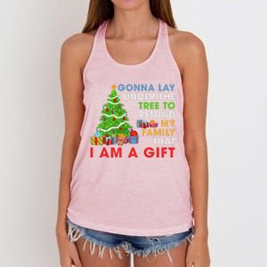 Gonna Lay Under The Tree To Remind My Family Funny Christmas Women's Knotted Racerback Tank