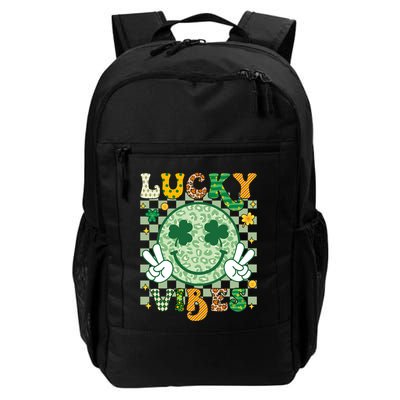 Groovy Lucky Vibes St Patricks Day Smile Face Lucky Shamrock Gift Daily Commute Backpack