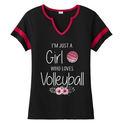 Girls Love Volleyball Best Fun Birthday Gift Ladies Halftime Notch Neck Tee