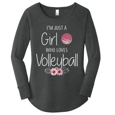 Girls Love Volleyball Best Fun Birthday Gift Women's Perfect Tri Tunic Long Sleeve Shirt