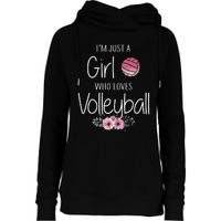 Girls Love Volleyball Best Fun Birthday Gift Womens Funnel Neck Pullover Hood