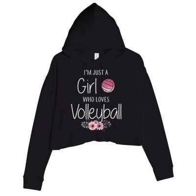 Girls Love Volleyball Best Fun Birthday Gift Crop Fleece Hoodie