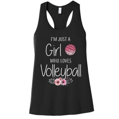 Girls Love Volleyball Best Fun Birthday Gift Women's Racerback Tank