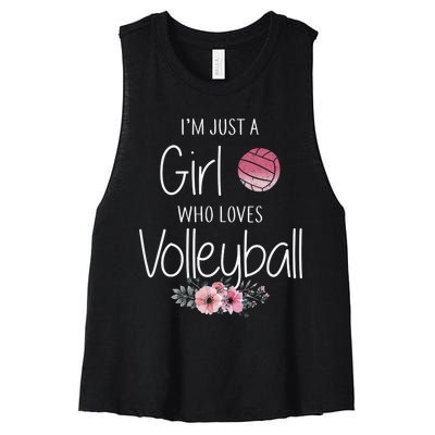 Girls Love Volleyball Best Fun Birthday Gift Women's Racerback Cropped Tank