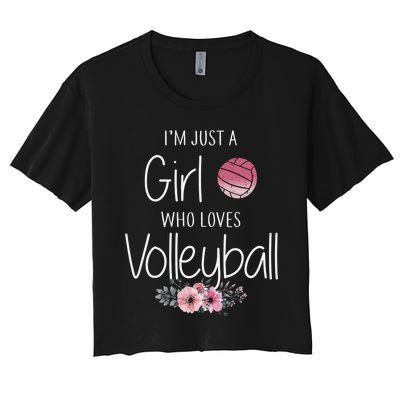 Girls Love Volleyball Best Fun Birthday Gift Women's Crop Top Tee