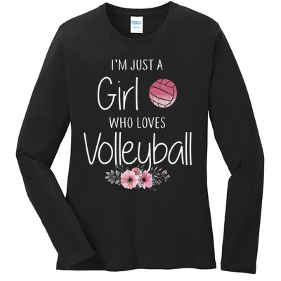 Girls Love Volleyball Best Fun Birthday Gift Ladies Long Sleeve Shirt