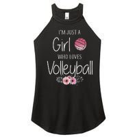 Girls Love Volleyball Best Fun Birthday Gift Women's Perfect Tri Rocker Tank