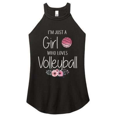 Girls Love Volleyball Best Fun Birthday Gift Women's Perfect Tri Rocker Tank