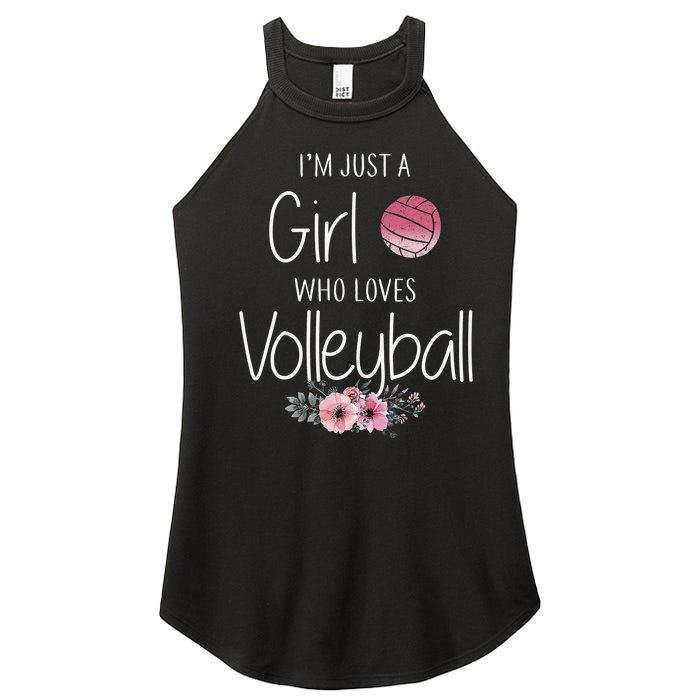 Girls Love Volleyball Best Fun Birthday Gift Women's Perfect Tri Rocker Tank