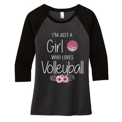 Girls Love Volleyball Best Fun Birthday Gift Women's Tri-Blend 3/4-Sleeve Raglan Shirt