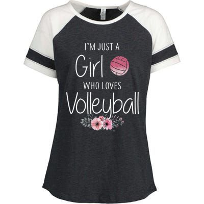 Girls Love Volleyball Best Fun Birthday Gift Enza Ladies Jersey Colorblock Tee