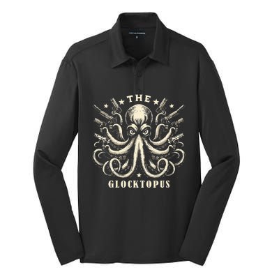 Gun Lover Vintage Squid Octopus Silk Touch Performance Long Sleeve Polo