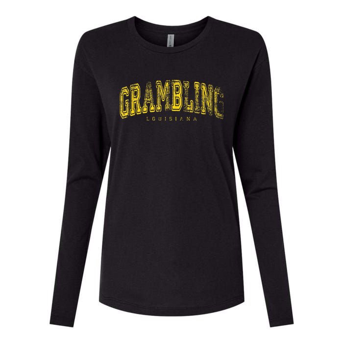 Grambling Louisiana Vintage Retro Us City State Travel Womens Cotton Relaxed Long Sleeve T-Shirt