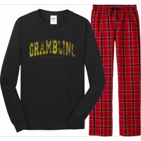 Grambling Louisiana Vintage Retro Us City State Travel Long Sleeve Pajama Set