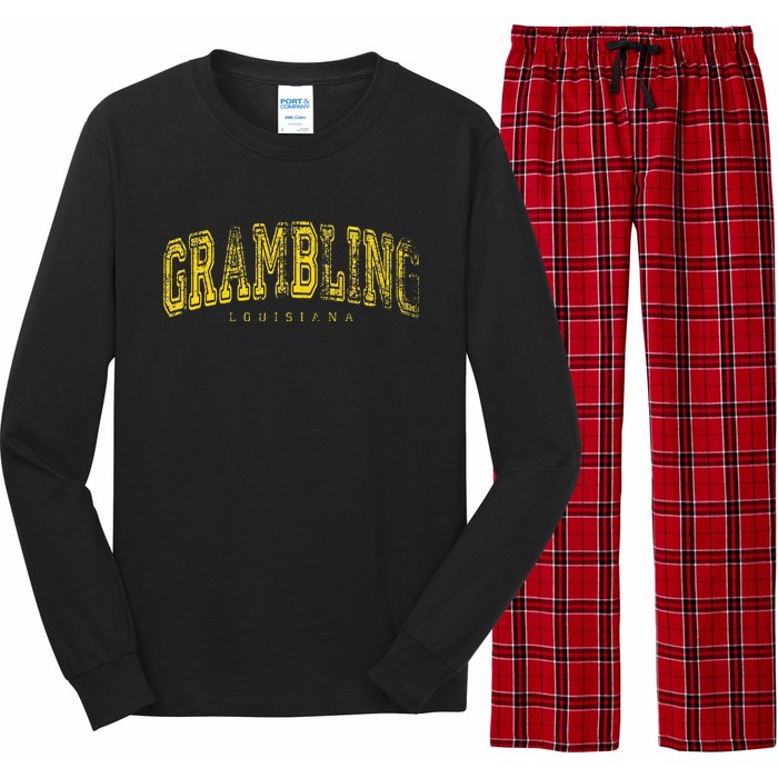 Grambling Louisiana Vintage Retro Us City State Travel Long Sleeve Pajama Set