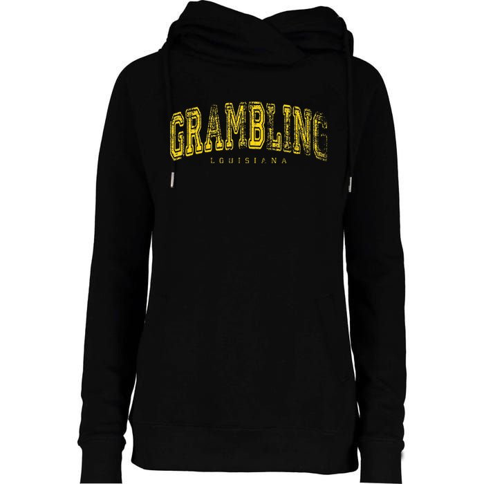 Grambling Louisiana Vintage Retro Us City State Travel Womens Funnel Neck Pullover Hood