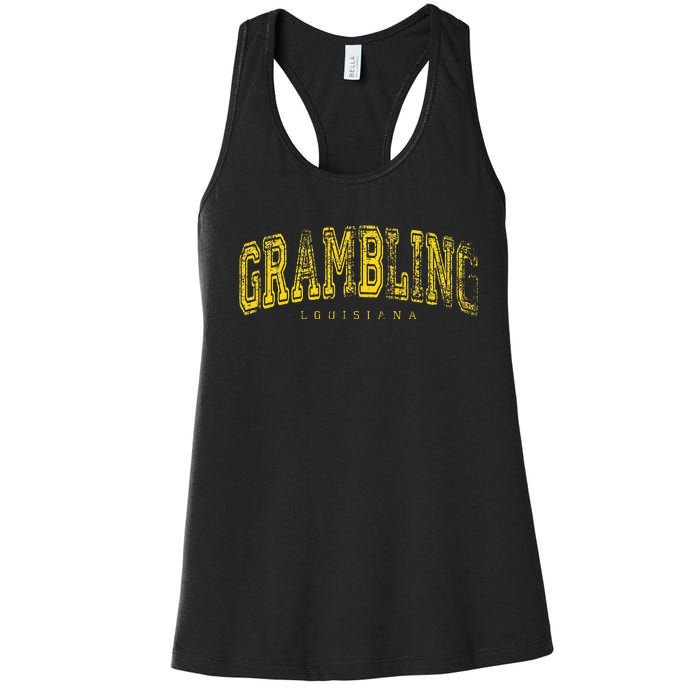 Grambling Louisiana Vintage Retro Us City State Travel Women's Racerback Tank