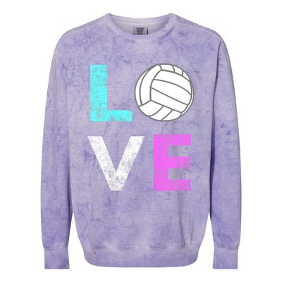 Girls Love Volleyball Best Fun Birthday Gift TShirt Colorblast Crewneck Sweatshirt