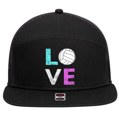 Girls Love Volleyball Best Fun Birthday Gift TShirt 7 Panel Mesh Trucker Snapback Hat
